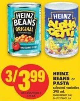 No Frills Heinz Beans or Pasta 398 ml offer
