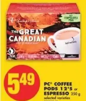 No Frills PC Coffee Pods 2's or Espresso 250g offer