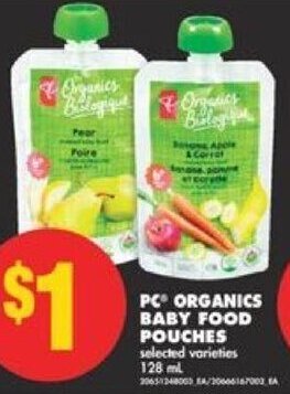 No Frills PC Organics Baby Food Pouches 128 ml offer