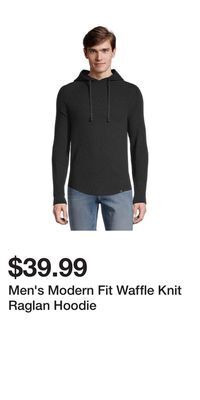 Mark's Men's modern fit waffle knit raglan hoodie offer