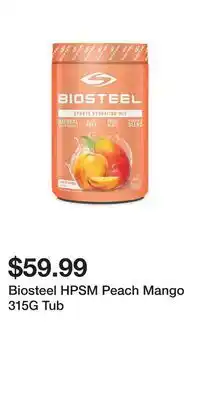 Sport Chek Biosteel hpsm peach mango 315g tub offer