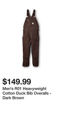 Mark's Men's r01 heavyweight cotton duck bib overalls - dark brown offer