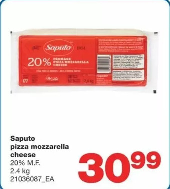 Wholesale Club Saputo pizza mozzarella cheese offer
