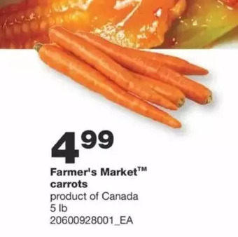 Wholesale Club Farmer's market carrots offer
