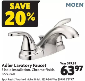Home Hardware Moen adler lavatory faucet offer