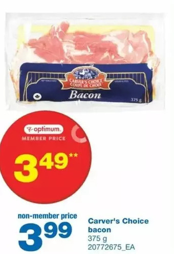 Wholesale Club Carver's choice bacon offer