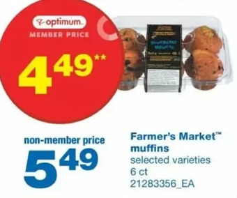 Wholesale Club Farmer's market muffins offer