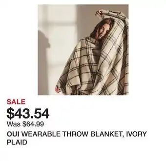 Chapters Indigo Wearable throw blanket, ivory plaid offer