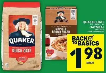 Food Basics Quaker Oats 709-900g, Oatmeal 232-344 g offer