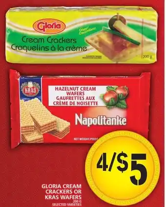 Food Basics Gloria Cream Crackers or Kras Wafers 280g offer