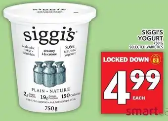 Food Basics Siggi's Yogurt 750 g offer