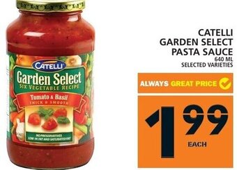 Food Basics Catelli Garden Select Pasta Sauce 640 ml offer