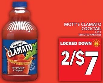 Food Basics Mott's Clamato Cocktail 1.89L offer