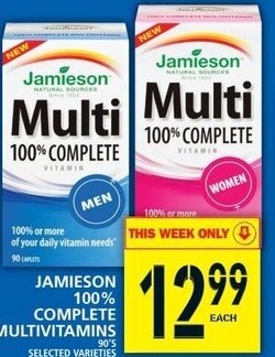 Food Basics Jamieson 100% Complete Multivitamins 90's offer