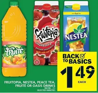 Food Basics Fruitopia, Nestea, Peace Tea, Fruité or Oasis Drinks 960 ml-2 L offer
