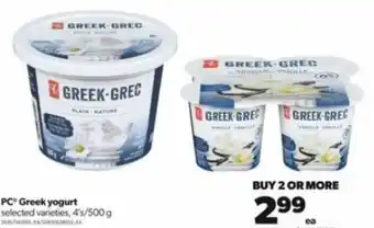 Real Canadian Superstore PC Greek Yogurt 500 g offer