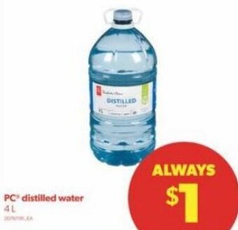 Real Canadian Superstore PC Distilled Water 4L offer