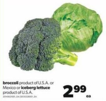 Real Canadian Superstore Broccoli or Iceberg Lettuce offer