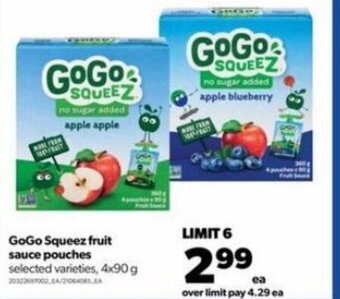 Real Canadian Superstore GoGo Squeez Fruit Sauce Pouches 4x90 g offer