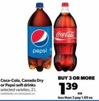 Real Canadian Superstore Coca-Cola, Canada Dry or Pepsi Soft Drinks 2L offer
