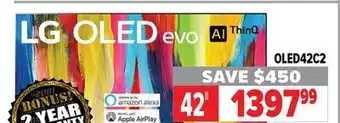 2001 Audio Video Lg 42" alpha 9 gen 5 ai processor 4k @ 120hz offer