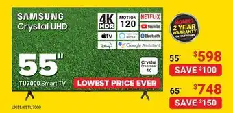 Visions Electronics Samsung tu7000 smart tv 55" offer