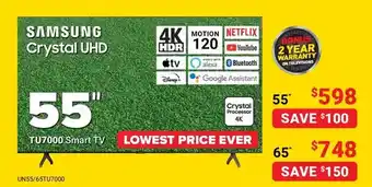 Visions Electronics Samsung crystal uhd 55" smart tv offer