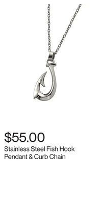 Hudson's Bay Stainless steel fish hook pendant & curb chain offer