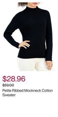 Hudson's Bay Petite ribbed mockneck cotton sweater offer