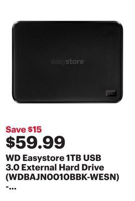 Best Buy Wd easystore 1tb usb 3.0 external hard drive (wdbajn0010bbk-wesn) - black offer