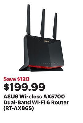 Best Buy Asus wireless ax5700 dual-band wi-fi 6 router (rt-ax86s) offer