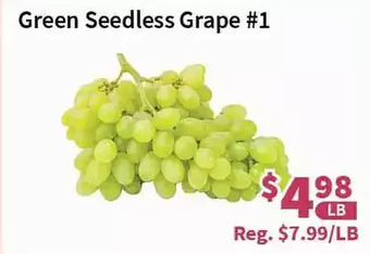 Blue Sky Supermarket Green seedless grape offer