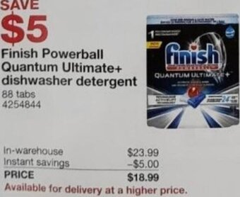 Costco Finish Powerball Quantum Ultimate+ Dishwasher Detergent offer