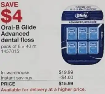 Costco Oral-B Glide Advanced Dental Floss 6 x 40 m offer