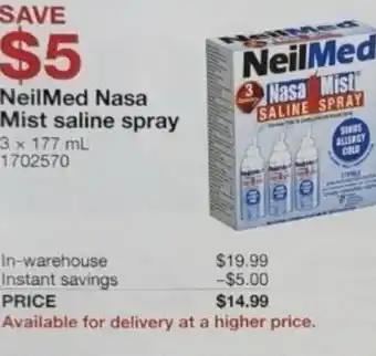 Costco NeilMed Nasa Mist Saline Spray 3 x 177 ml offer