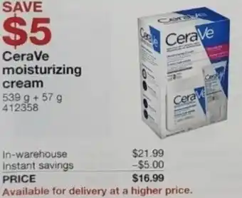 Costco CeraVe Moisturizing Cream 539 g + 57 g offer