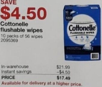 Costco Cottonelle Flushable Wipes offer