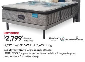 Sleep Country Beautyrest® unity lux ocean mattress offer