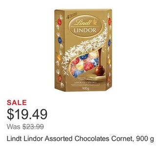 Costco Lindt lindor assorted chocolates cornet, 900 g offer