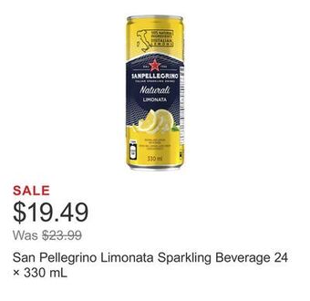 Costco San pellegrino limonata sparkling beverage 24 × 330 ml offer