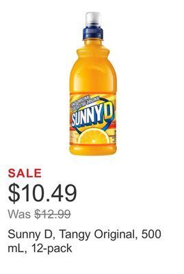 Costco Sunny d, tangy original, 500 ml, 12-pack offer