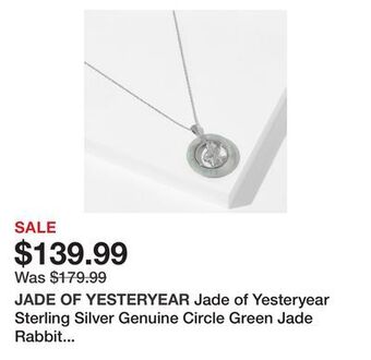 TSC Stores Jade of yesteryear sterling silver genuine circle green jade rabbit pendant & chain offer