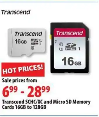 London Drugs Transcend SCHC/XC and micro SD memory cards 16GB to 128GB offer
