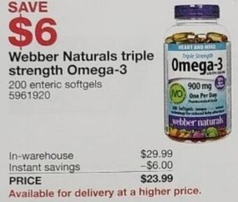 Costco Webber Naturals Triple Strength Omega-3 offer