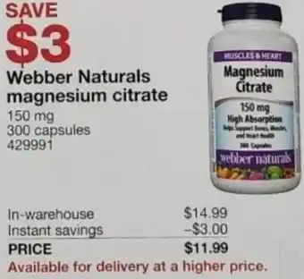 Costco Webber Naturals Magnesium Citrate 150mg offer