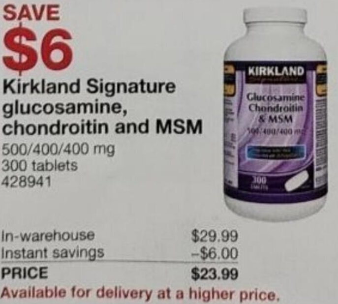 Kirkland Signature Glucosamine, Chondroitin and MSM offer at Costco