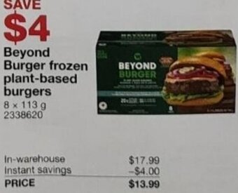 Costco Beyond Burger Frozen Plant-based Burgers 8 x 113 g offer