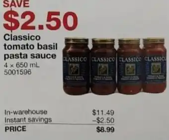 Classico Tomato Basil Pasta Sauce 4 x 650 ml