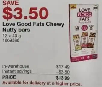 Costco Love Good Fats Chewy Nutty Bars 12 x 40 g offer