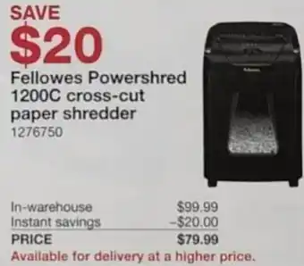 Costco Fellowes Powershred 1200C Cross-cur Paper Shredder offer